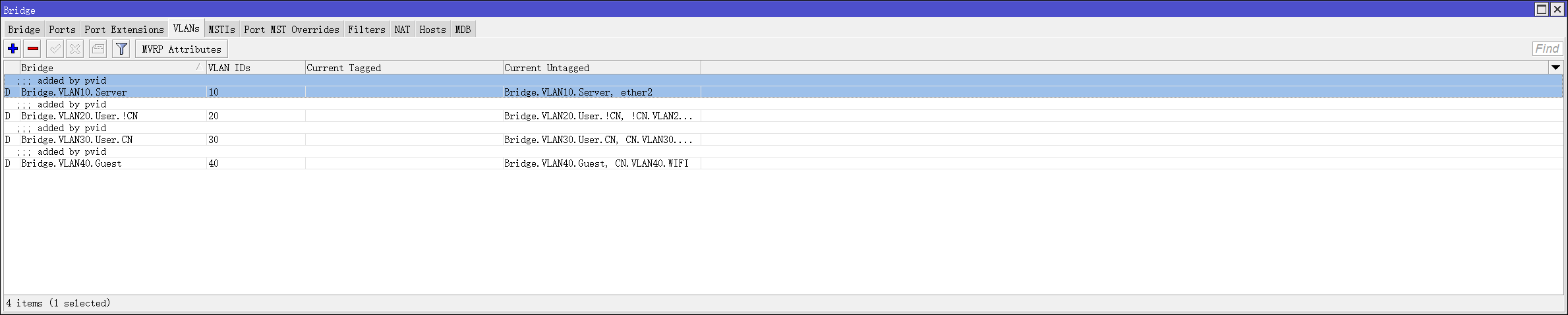 routeros端口PVID设置