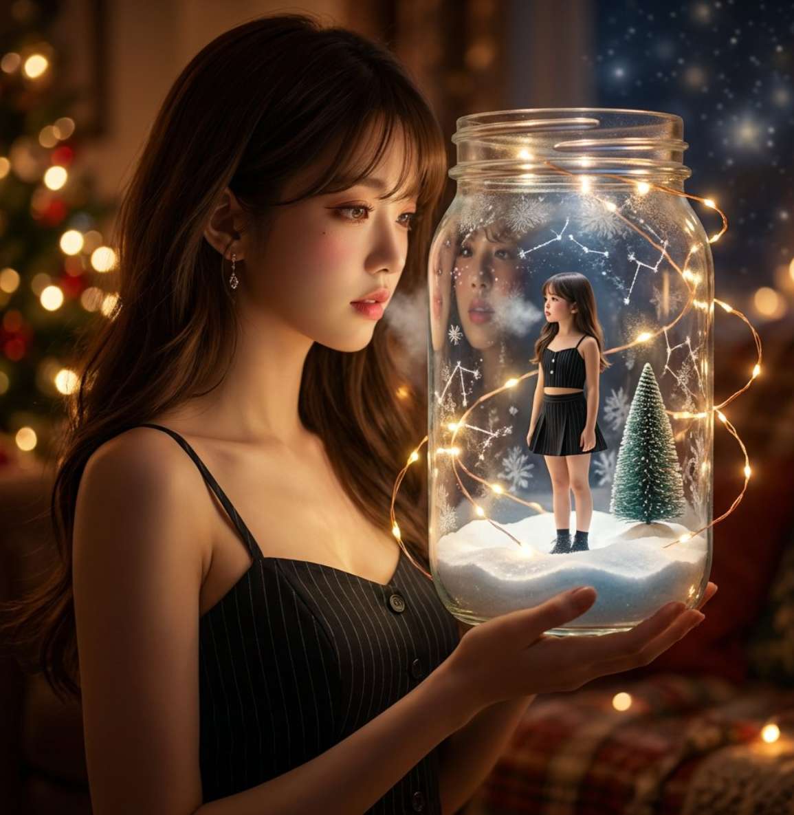 图片[2]-很乖的女生和玻璃瓶里的自己
提示词（需要上传一张照片）-拥抱AI