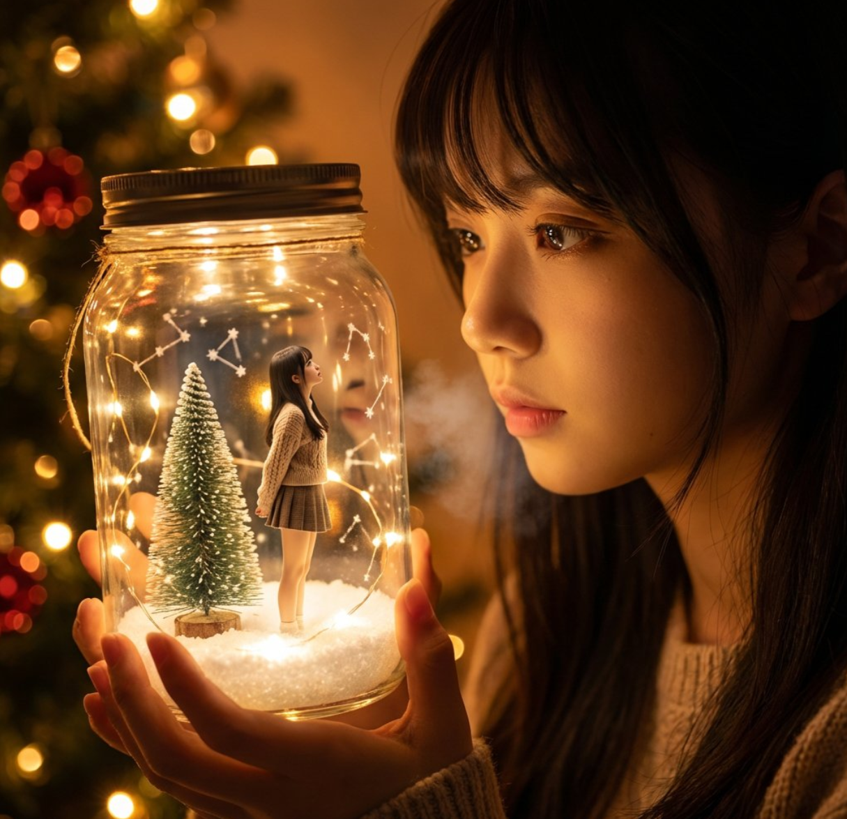 图片[3]-很乖的女生和玻璃瓶里的自己
提示词（需要上传一张照片）-拥抱AI